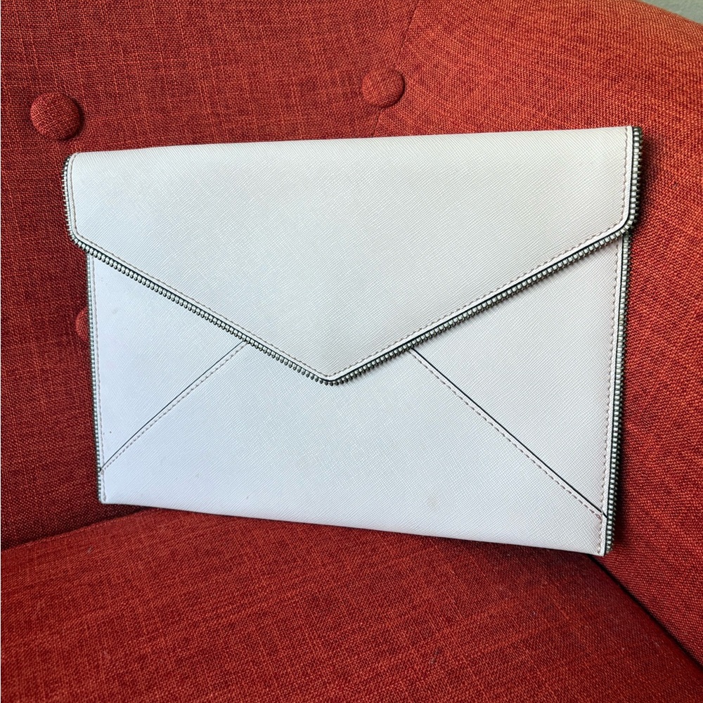 Rebecca Minkoff Leo envelope clutch in light pink